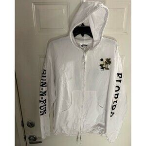 White Cotton Seed Zip up Hoodie Florida Sun-n-Fun Sz Medium